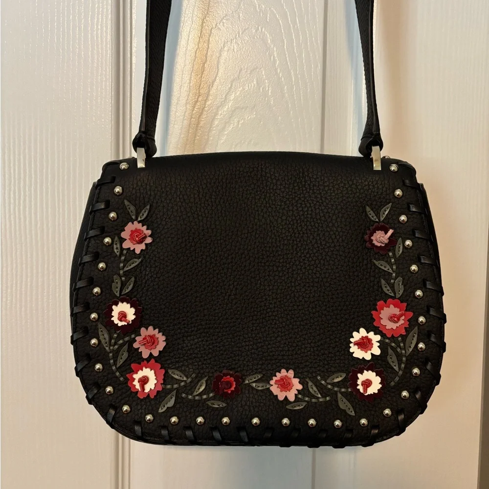 kate spade Madison Daniels drive embellished black leather crossbody